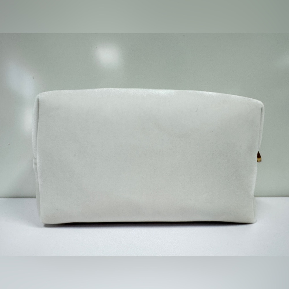 DIOR White Velvet with Gold Logo Pouch - Picture 2 of 11